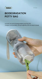 Portable biodegradable potty bag dispenser for outdoor pet waste, compact and leakproof design
