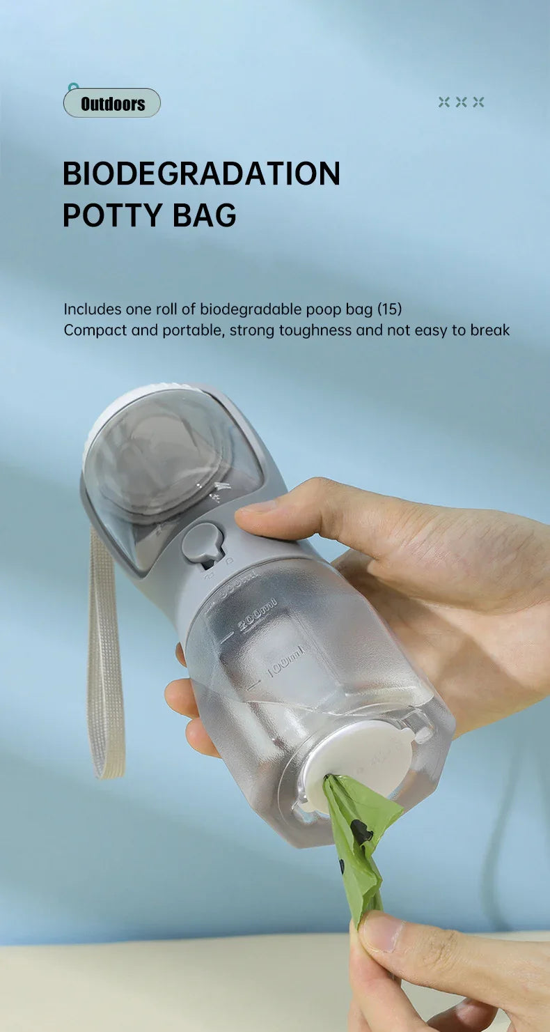 Portable biodegradable potty bag dispenser for outdoor pet waste, compact and leakproof design