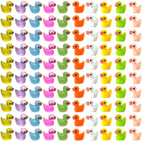 100PCS Mini Resin Ducks – Luminous & Regular Tiny Duck Figurines for DIY Decor