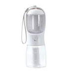 Portable pet water bottle with built-in bowl and carry strap for dogs and cats
