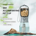 3-in-1 portable pet water and food dispenser for outdoor use, holds treats and water, leakproof design