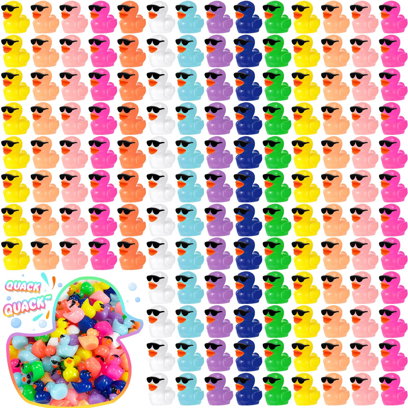 250PCS Colorful Tiny Duck Figures for DIY, Decor & Gifts